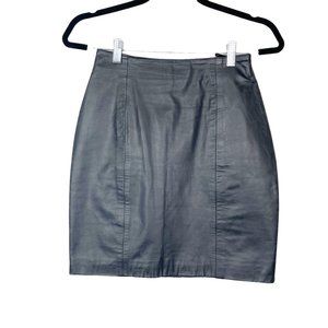 Vintage W Leather by Wilsons Woman's Sz 8 Genuine Leather Black Mini Skirt Y2K